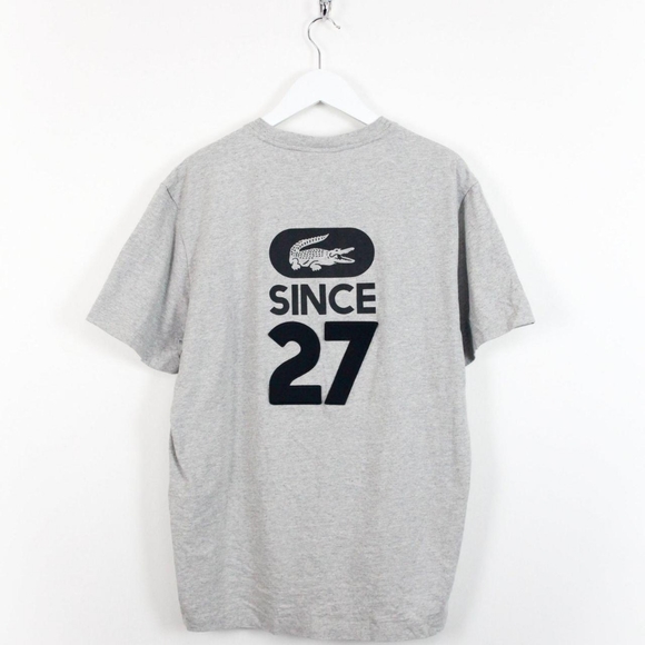 Lacoste Grey Small Logo T-Shirt with Front and Back Print (Medium) - Picture 2 of 4